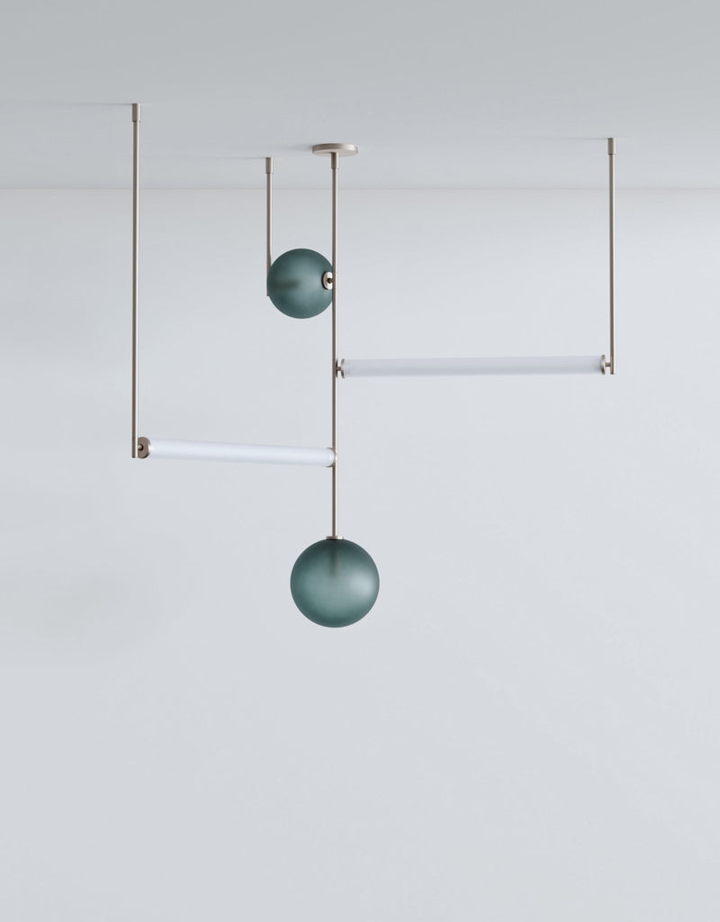 Equalizer 4 Piece Axial - Ladies & Gentlemen Lighting - Gold Anodize - Smokey Green - HORNE