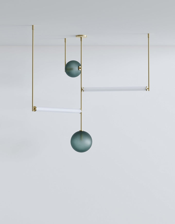 Equalizer 4 Piece Axial - Ladies & Gentlemen Lighting - Gold Anodize - Smokey Green - HORNE