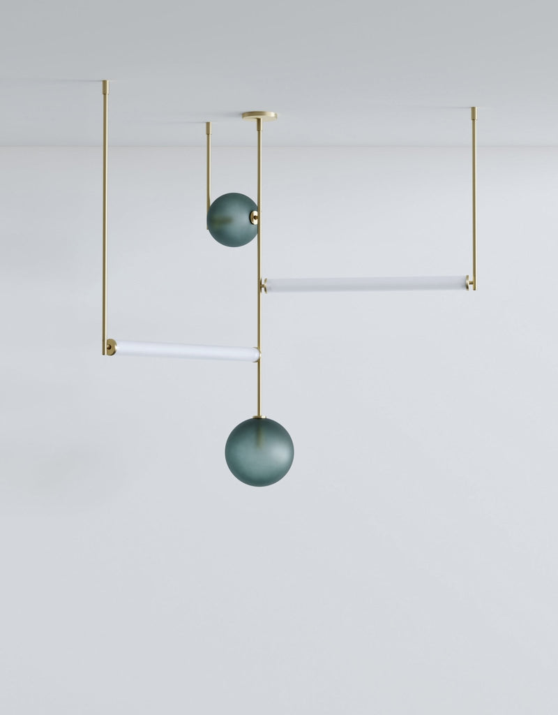 Equalizer 4 Piece Axial - Ladies & Gentlemen Lighting - Gold Anodize - Smokey Green - HORNE