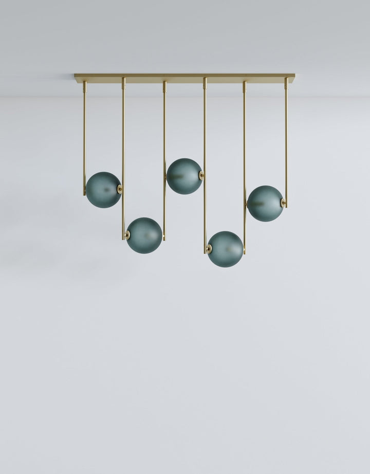 Equalizer 5 Piece Linear - Ladies & Gentlemen Lighting - Gold Anodize - Smokey Green - HORNE