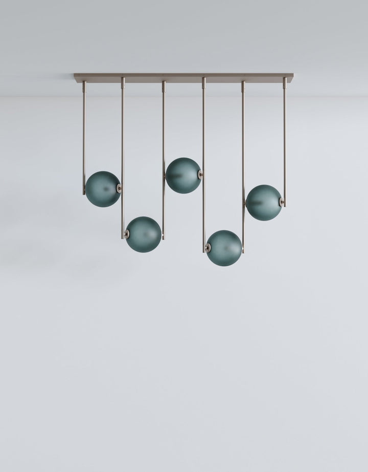 Equalizer 5 Piece Linear - Ladies & Gentlemen Lighting - Gold Anodize - Smokey Green - HORNE