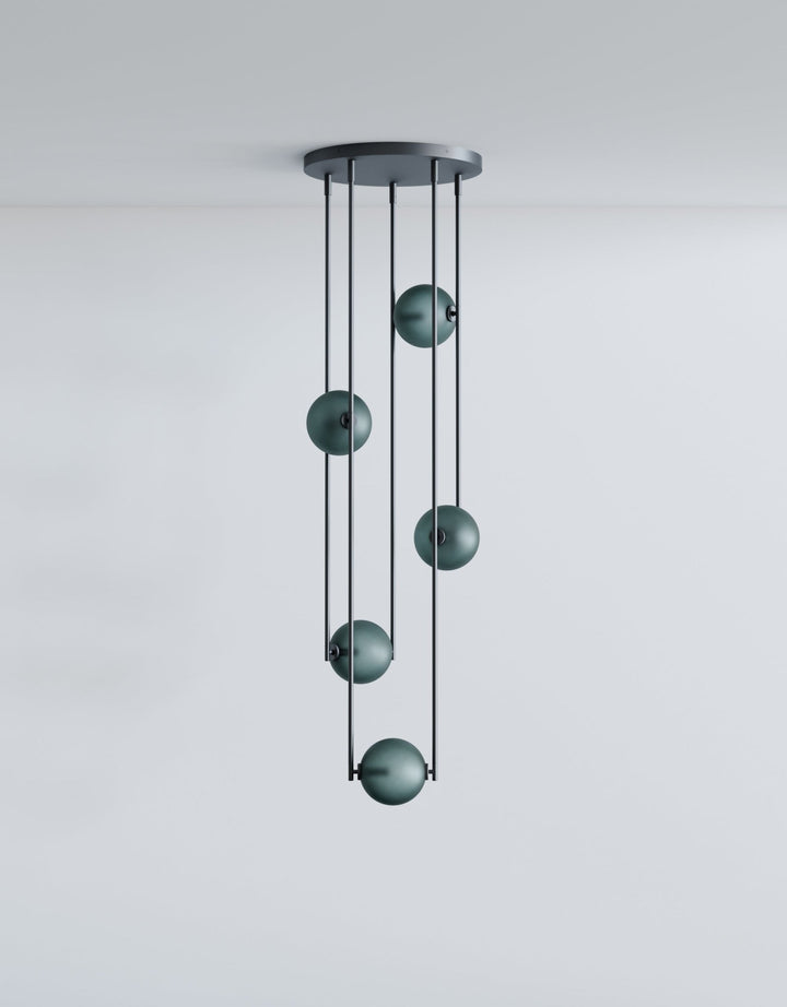 Equalizer 5 Piece Radial - Ladies & Gentlemen Lighting - Gold Anodize - Smokey Green - HORNE