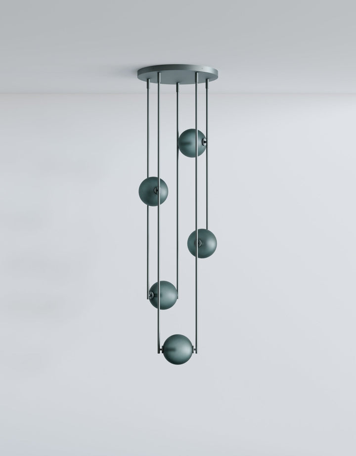 Equalizer 5 Piece Radial - Ladies & Gentlemen Lighting - Gold Anodize - Smokey Green - HORNE