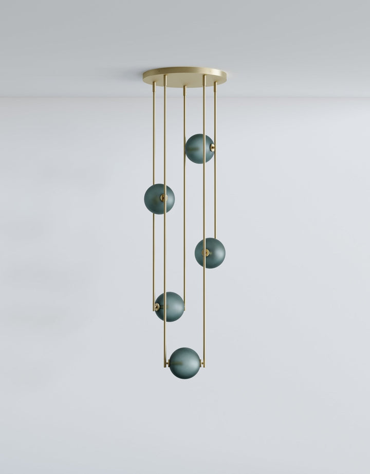 Equalizer 5 Piece Radial - Ladies & Gentlemen Lighting - Gold Anodize - Smokey Green - HORNE