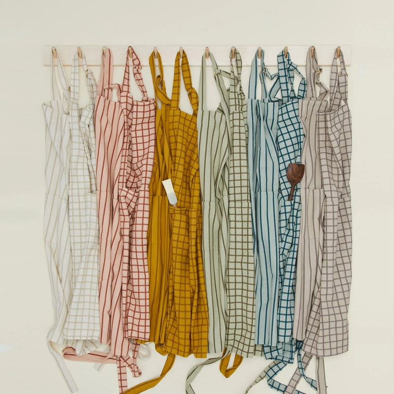 Essential Check Apron - Hawkins New York Kitchen Tools - Ivory/Flax - HORNE