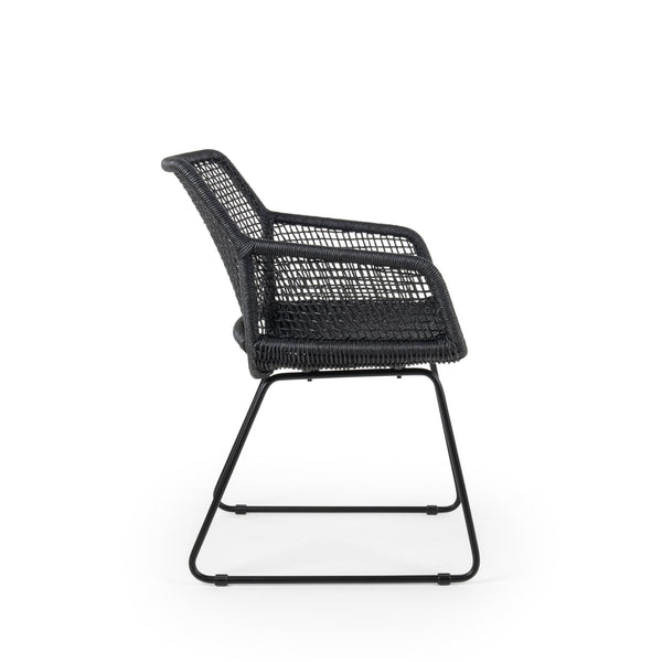 Esta Arm Chair - BETACO Chairs - Black Aluminum / Black Wicker - HORNE
