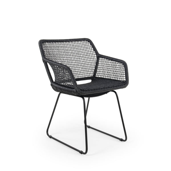 Esta Arm Chair - BETACO Chairs - Black Aluminum / Black Wicker - HORNE
