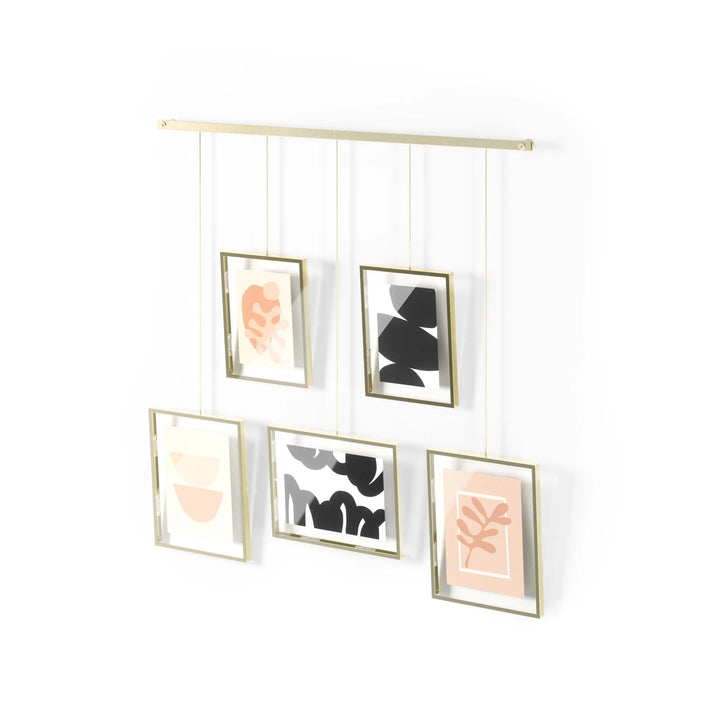 Exhibit Wall Picture Frames - Set of 5 - Umbra Mirrors - Matte-Brass - HORNE