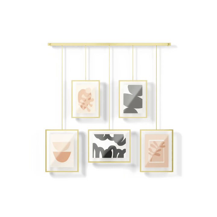 Exhibit Wall Picture Frames - Set of 5 - Umbra Mirrors - Matte-Brass - HORNE