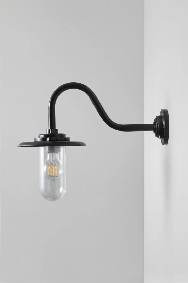 Exterior Bracket Light Swan Neck - 7677 - Davey Lighting Outdoor Lights - Galvanised Silver - Clear - HORNE