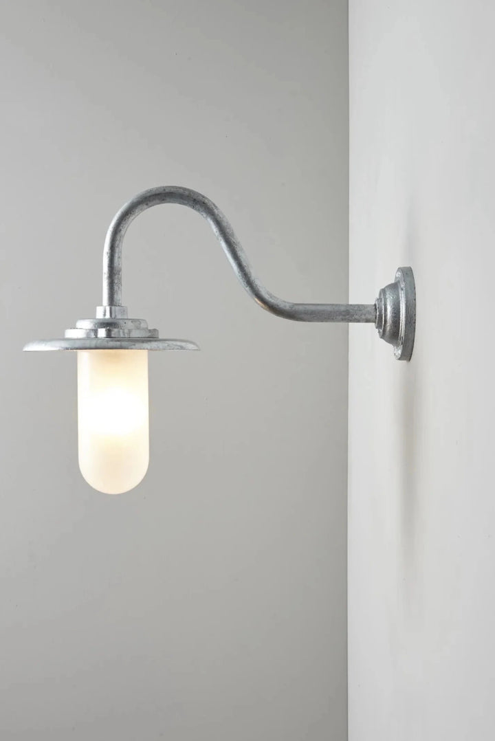 Exterior Bracket Light Swan Neck - 7677 - Davey Lighting Outdoor Lights - Black - Frosted - HORNE