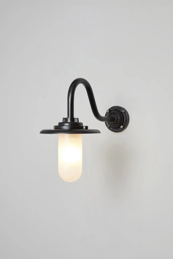 Exterior Bracket Light Swan Neck - 7677 - Davey Lighting Outdoor Lights - Black - Frosted - HORNE