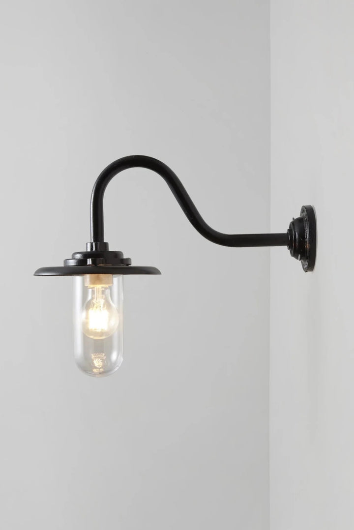 Exterior Bracket Light Swan Neck - 7677 - Davey Lighting Outdoor Lights - Galvanised Silver - Clear - HORNE