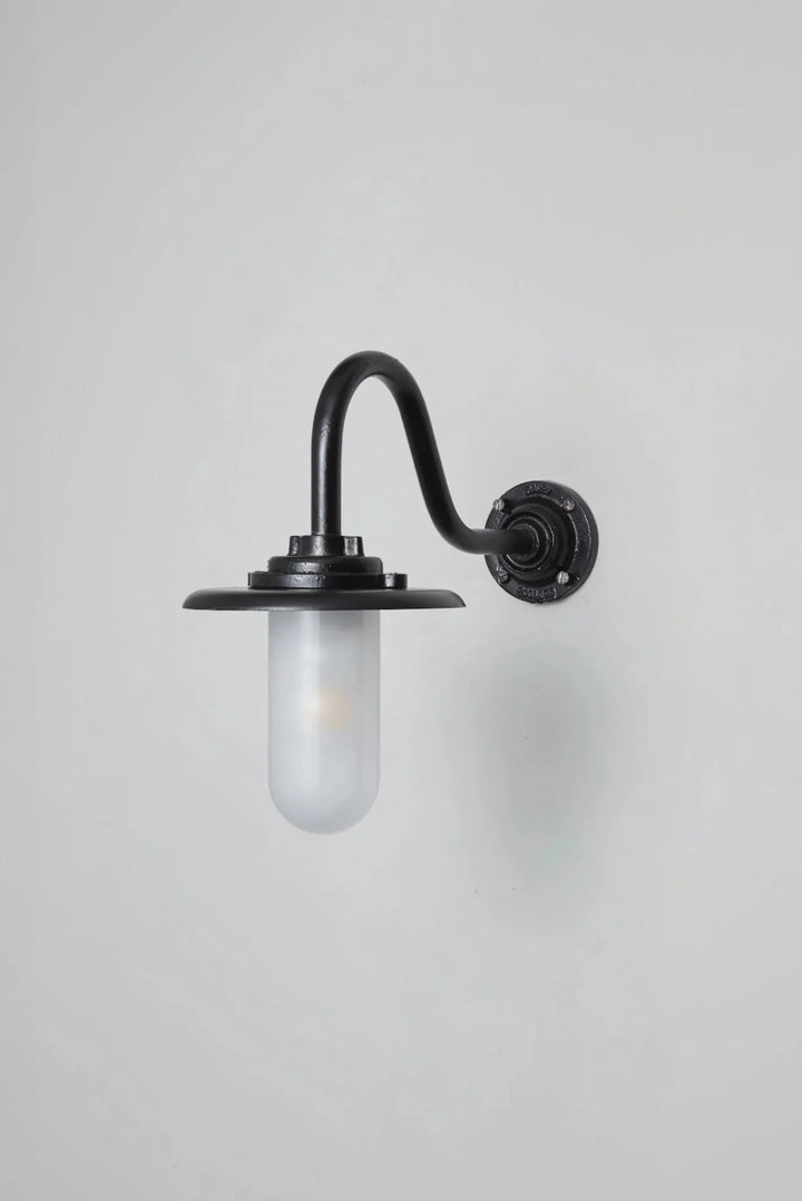 Exterior Bracket Light Swan Neck - 7677 - Davey Lighting Outdoor Lights - Black - Frosted - HORNE