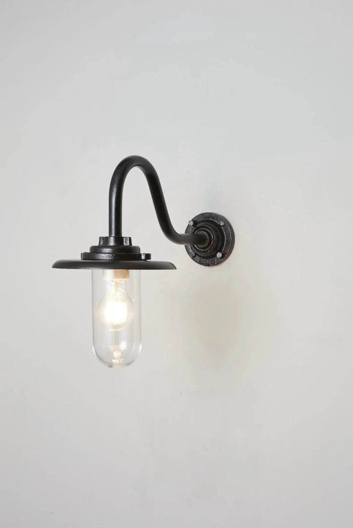 Exterior Bracket Light Swan Neck - 7677 - Davey Lighting Outdoor Lights - Black - Clear - HORNE