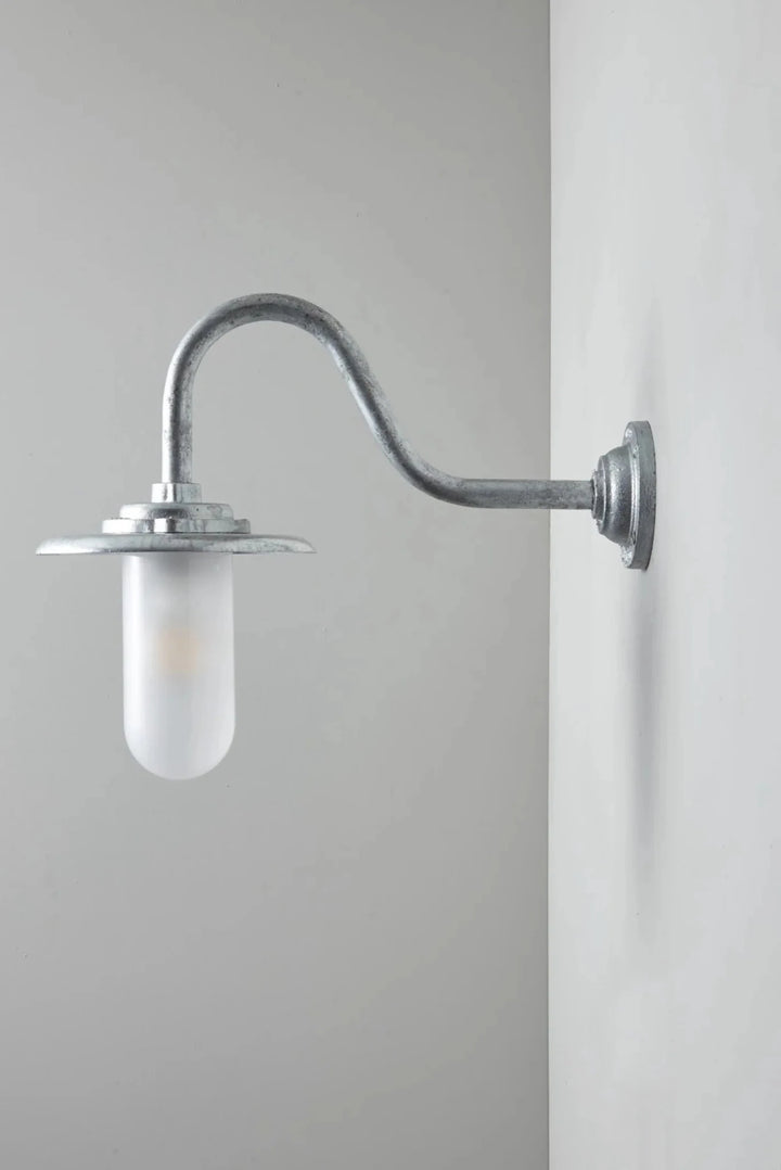 Exterior Bracket Light Swan Neck - 7677 - Davey Lighting Outdoor Lights - Black - Frosted - HORNE