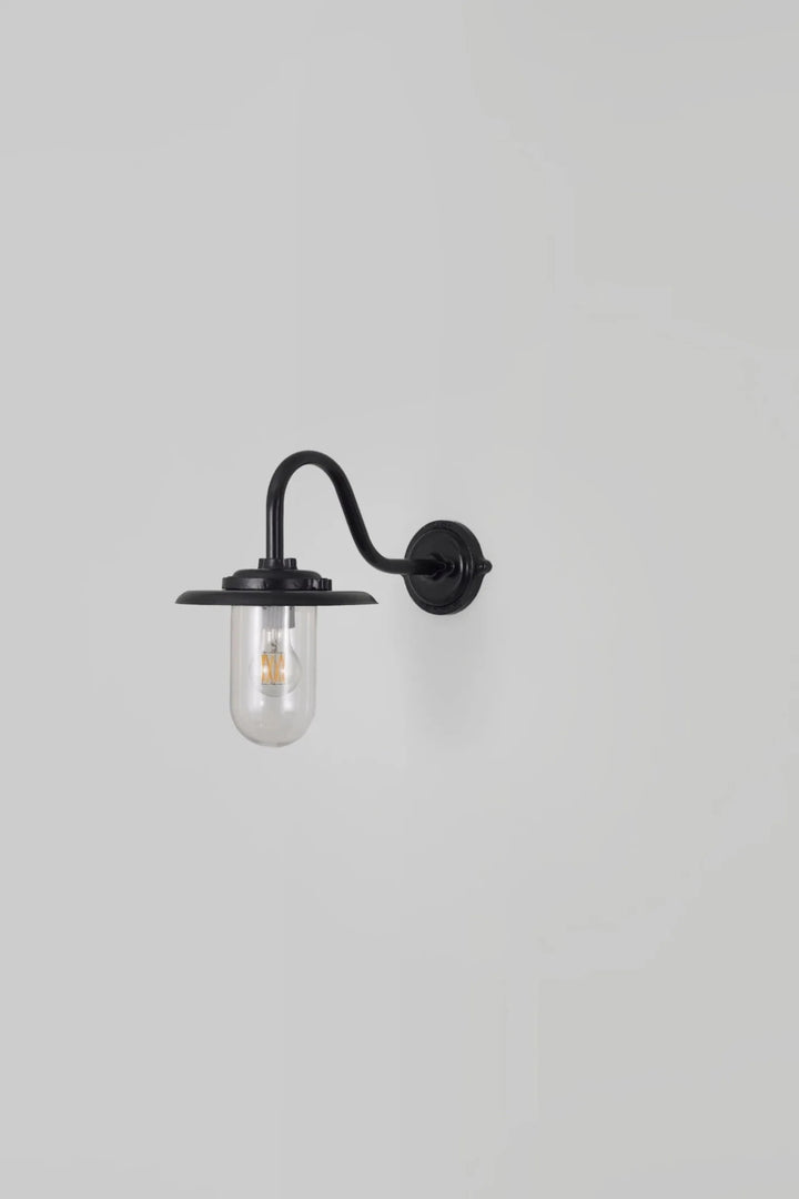 Exterior Swan Neck Wall Light - Davey Lighting Outdoor Lights - Galvanized Steel - Frosted Glass - HORNE