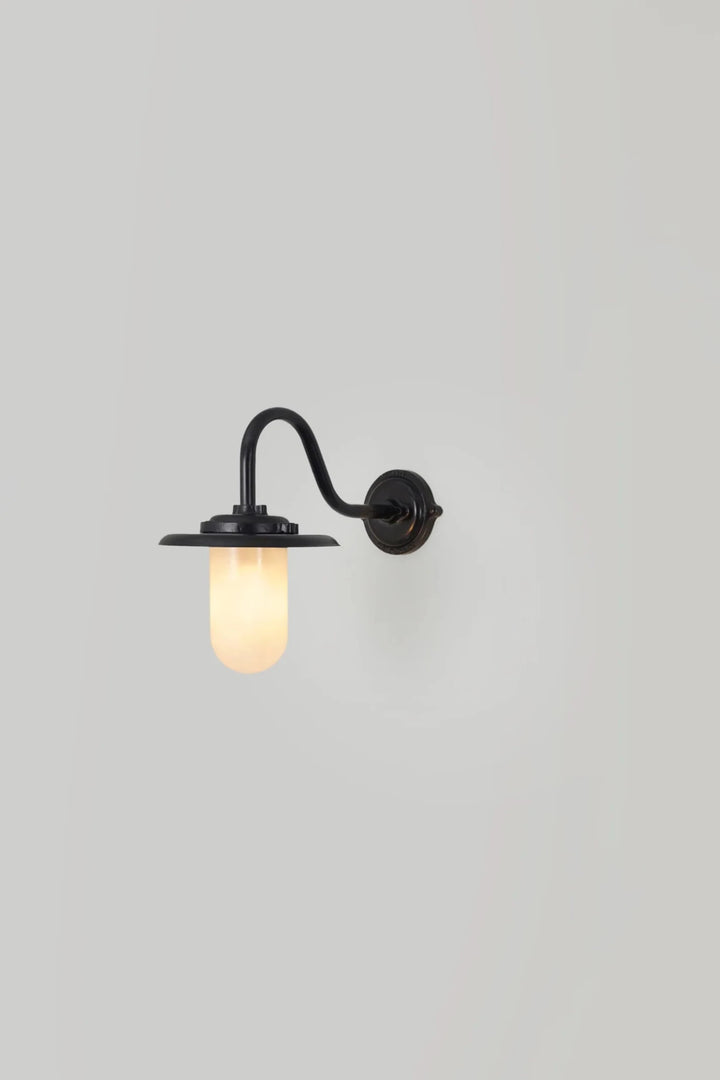 Exterior Swan Neck Wall Light - Davey Lighting Outdoor Lights - Black - Clear Glass - HORNE