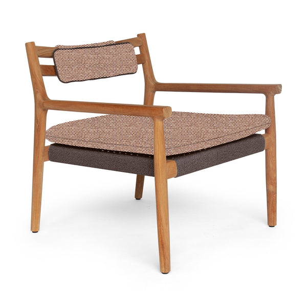Florence Lounge Chair - BETACO Chairs - w/Seat & Back Cushion / Walnut Rope / Teak / Cico 273 - HORNE