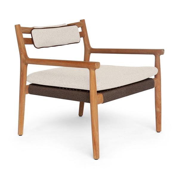 Florence Lounge Chair - BETACO Chairs - w/Seat & Back Cushion / Walnut Rope / Teak / Lorkey 41 - HORNE