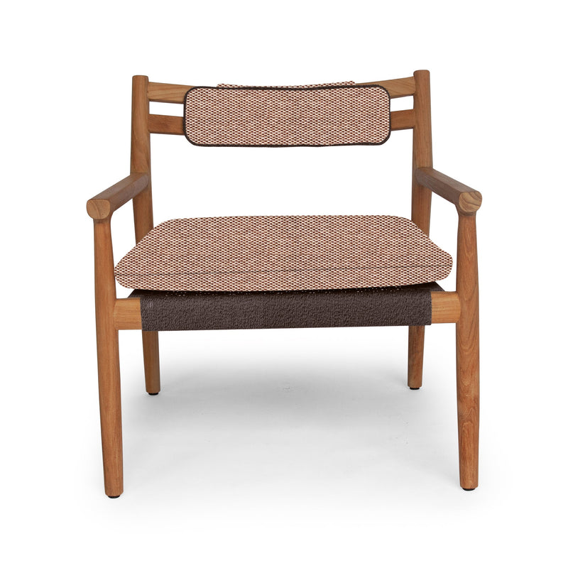Florence Lounge Chair - BETACO Chairs - w/Seat & Back Cushion / Walnut Rope / Teak / Lorkey 41 - HORNE