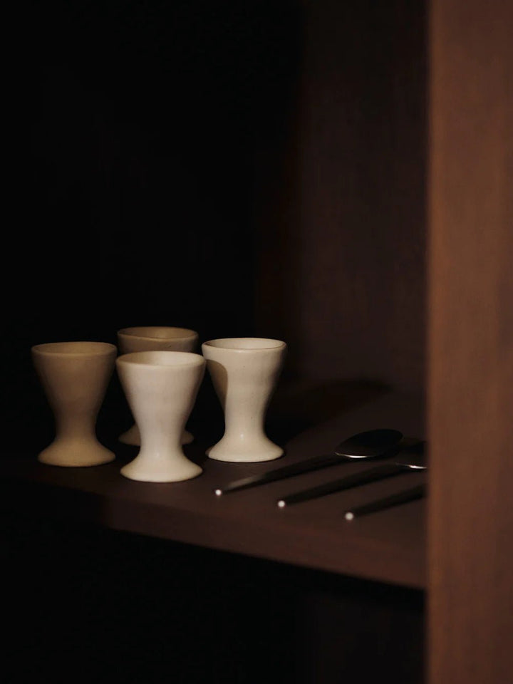 Flow Egg Cups - Set of 2 - Ferm Living Serveware - Off - white Speckle - HORNE