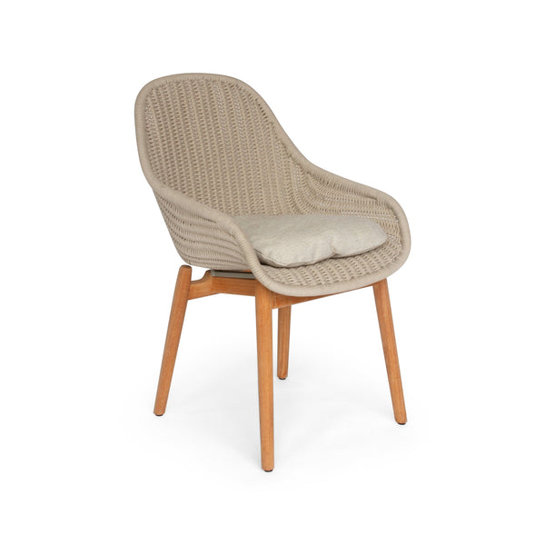 Forli Arm Chair - BETACO Chairs - w/Seat Cushion / Grey Rope / Teak / Cico 271 - HORNE