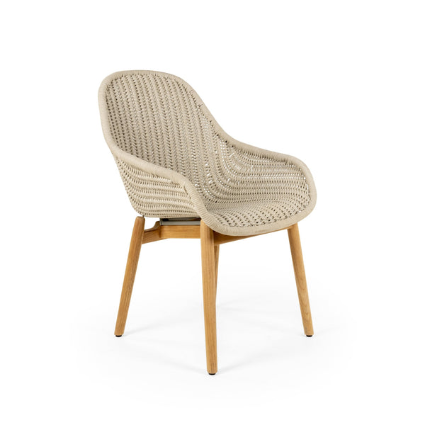 Forli Arm Chair - BETACO Chairs - Grey Rope / Teak - HORNE
