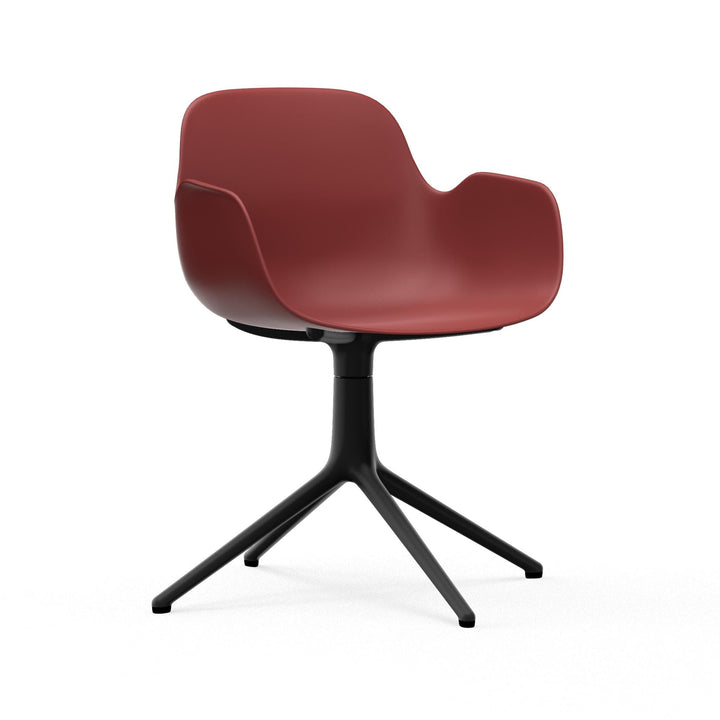 Form Armchair Swivel 4L Aluminum - Normann Copenhagen Swivel Chairs - Form Armchair Swivel 4L Black Alu - Red - HORNE
