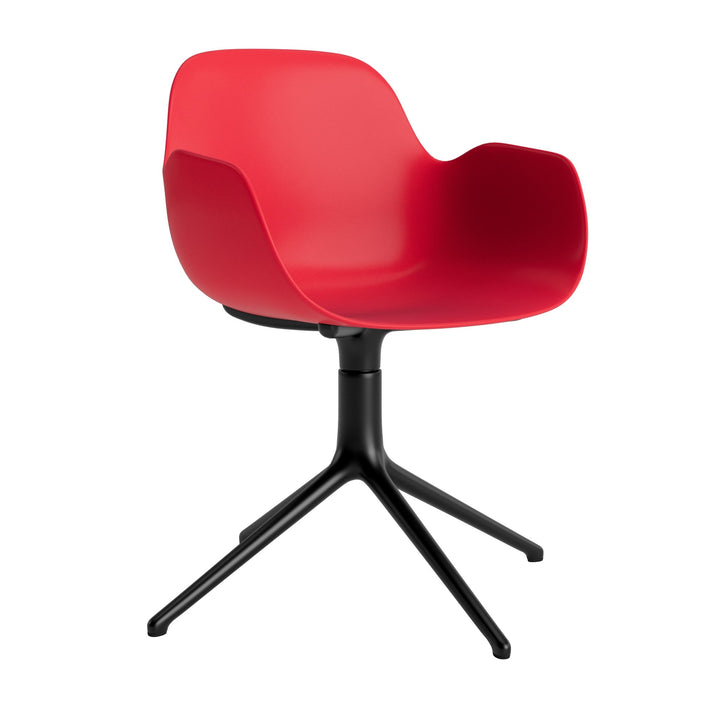 Form Armchair Swivel 4L Aluminum - Normann Copenhagen Swivel Chairs - Form Armchair Swivel 4L Black Alu - Bright Red - HORNE