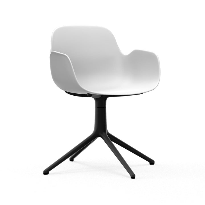 Form Armchair Swivel 4L Aluminum - Normann Copenhagen Swivel Chairs - Form Armchair Swivel 4L Black Alu - White - HORNE