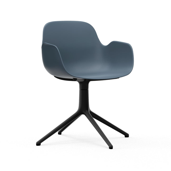 Form Armchair Swivel 4L Aluminum - Normann Copenhagen Swivel Chairs - Form Armchair Swivel 4L Black Alu - Blue - HORNE