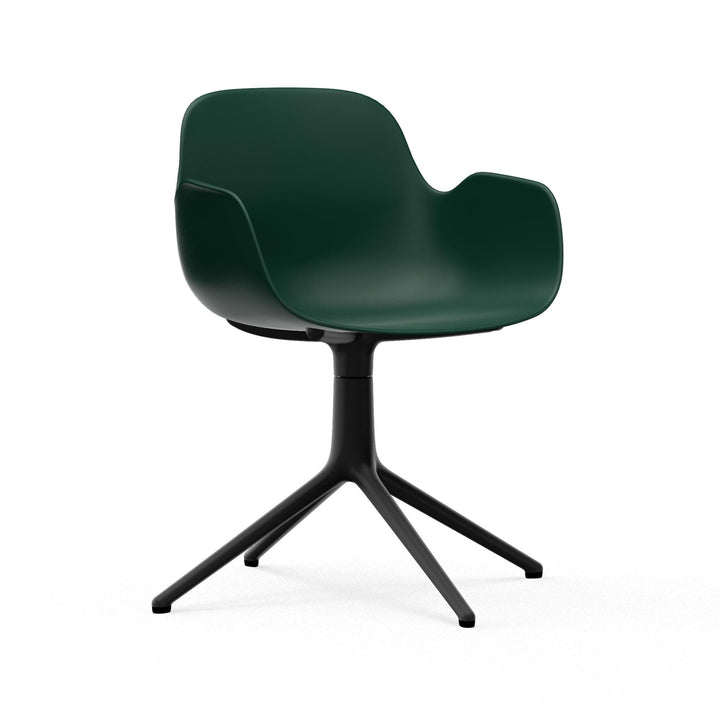 Form Armchair Swivel 4L Aluminum - Normann Copenhagen Swivel Chairs - Form Armchair Swivel 4L Black Alu - Green - HORNE