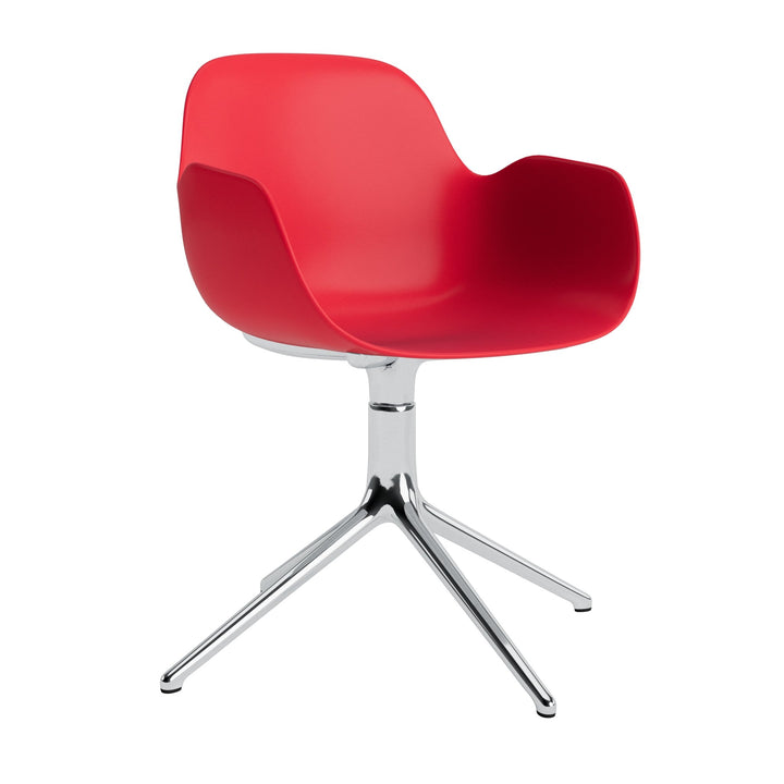 Form Armchair Swivel 4L Aluminum - Normann Copenhagen Swivel Chairs - Form Armchair Swivel 4L Alu - Bright Red - HORNE