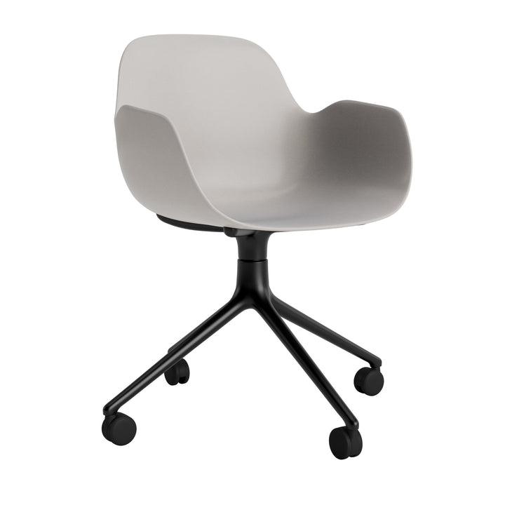 Form Armchair Swivel 4W Aluminum - Normann Copenhagen Swivel Chairs - Form Armchair Swivel 4W Black Alu - Warm Grey - HORNE
