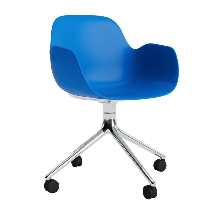 Form Armchair Swivel 4W Aluminum - Normann Copenhagen Swivel Chairs - Form Armchair Swivel 4W Alu - Bright Blue - HORNE