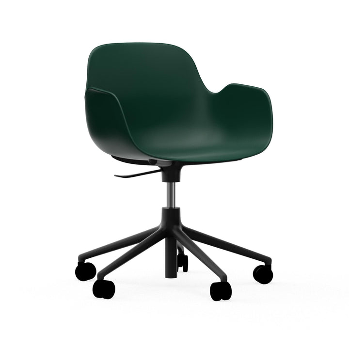 Form Armchair Swivel 5W Gas Lift Aluminum - Normann Copenhagen Swivel Chairs - Form Armchair Swivel 5W Gas Lift Black Alu - Green - HORNE