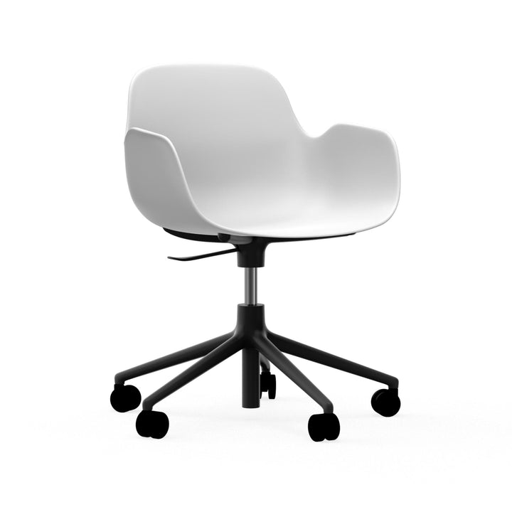 Form Armchair Swivel 5W Gas Lift Aluminum - Normann Copenhagen Swivel Chairs - Form Armchair Swivel 5W Gas Lift Black Alu - White - HORNE