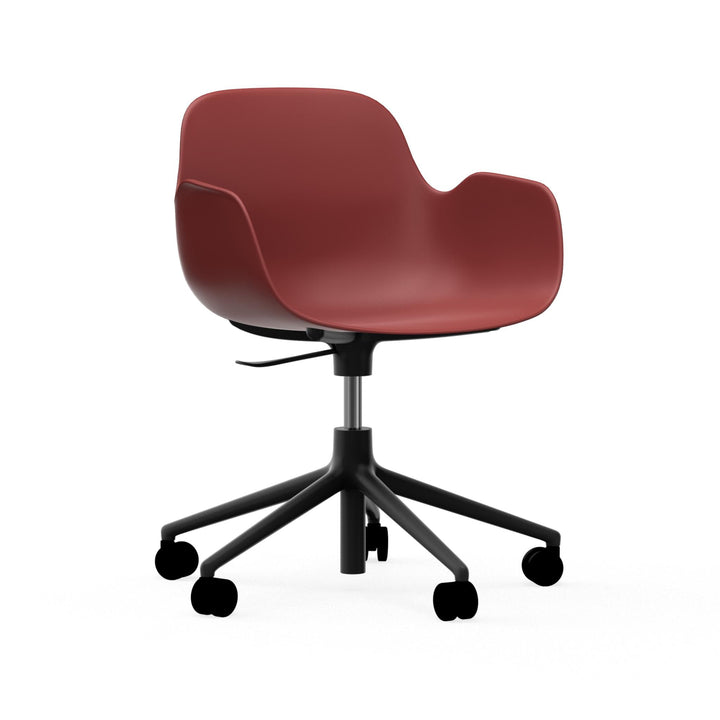 Form Armchair Swivel 5W Gas Lift Aluminum - Normann Copenhagen Swivel Chairs - Form Armchair Swivel 5W Gas Lift Black Alu - Red - HORNE