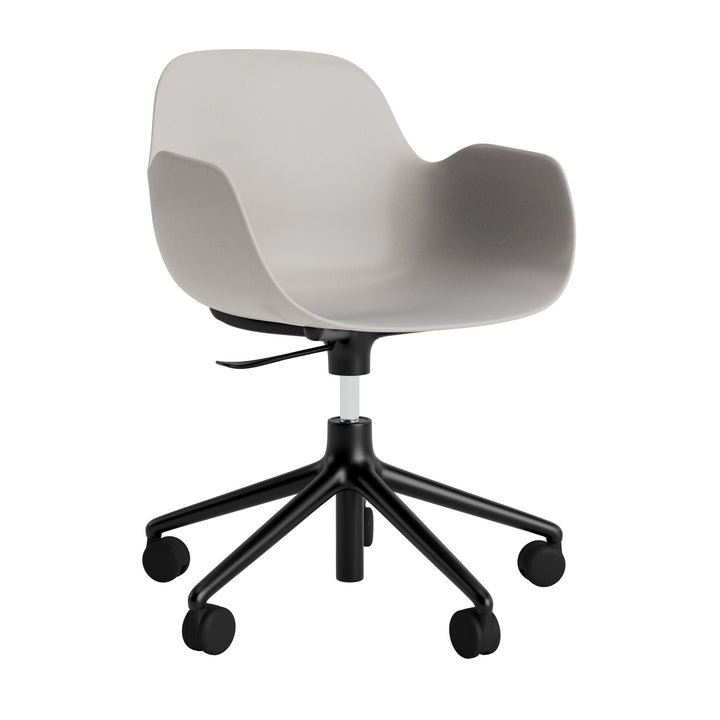Form Armchair Swivel 5W Gas Lift Aluminum - Normann Copenhagen Swivel Chairs - Form Armchair Swivel 5W Gas Lift Black Alu - Warm Grey - HORNE