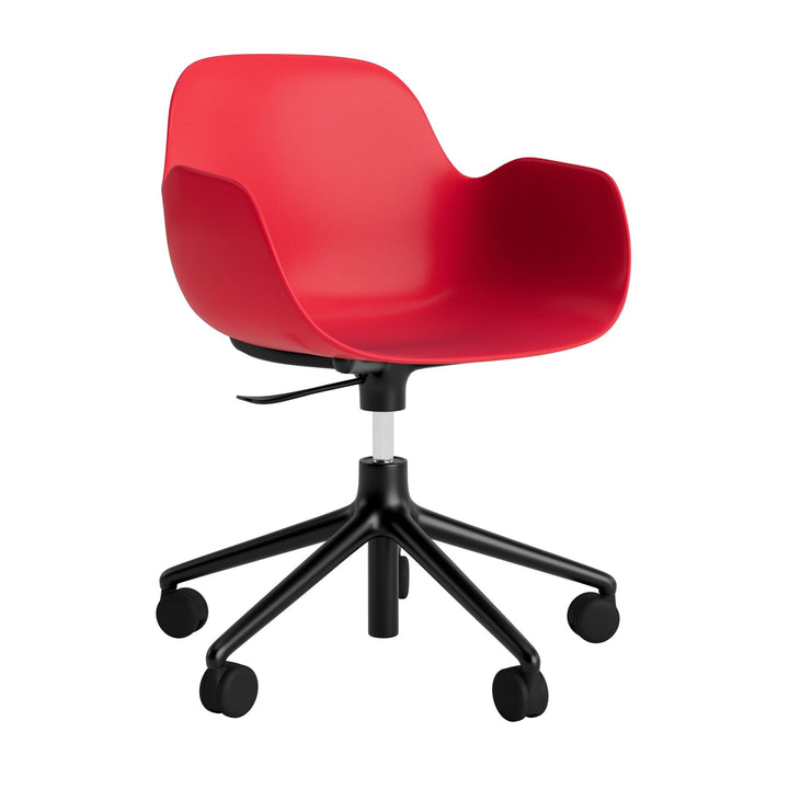 Form Armchair Swivel 5W Gas Lift Aluminum - Normann Copenhagen Swivel Chairs - Form Armchair Swivel 5W Gas Lift Black Alu - Bright Red - HORNE