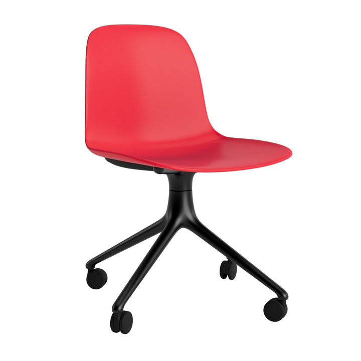 Form Chair Swivel 4W Aluminum - Normann Copenhagen Swivel Chairs - Form Chair Swivel 4W Black Alu - Bright Red - HORNE