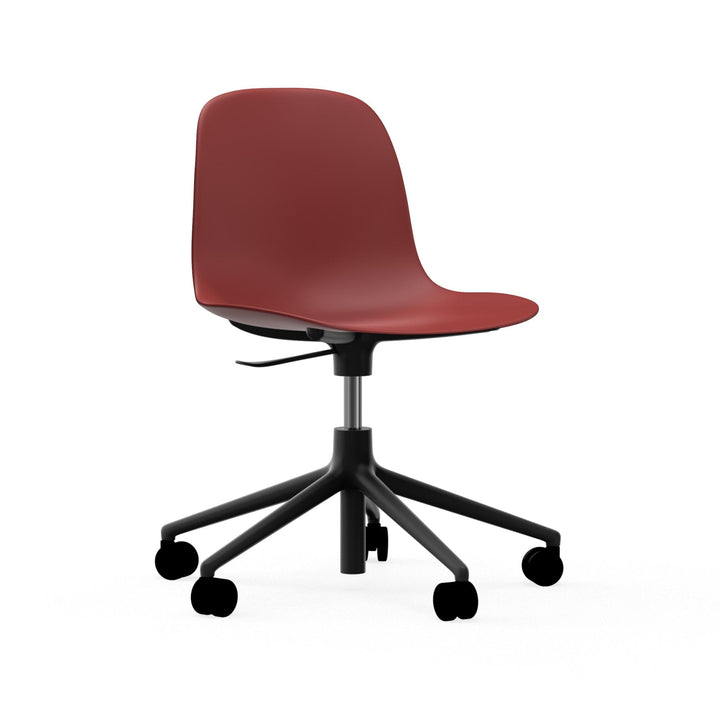 Form Chair Swivel 5W Gas Lift Aluminum - Normann Copenhagen Swivel Chairs - Form Chair Swivel 5W Gas Lift Black Alu - Red - HORNE