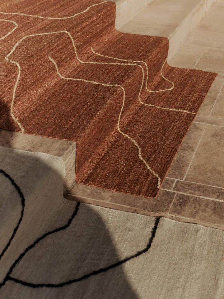 Gesso Jute Rug - Ferm Living Rugs - 118" x 78" - Terracotta/Off - White - HORNE