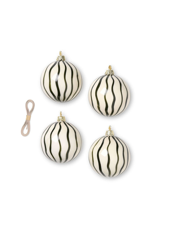 Glass Ornaments - Lines - Set of 4 - Ferm Living Glassware - HORNE