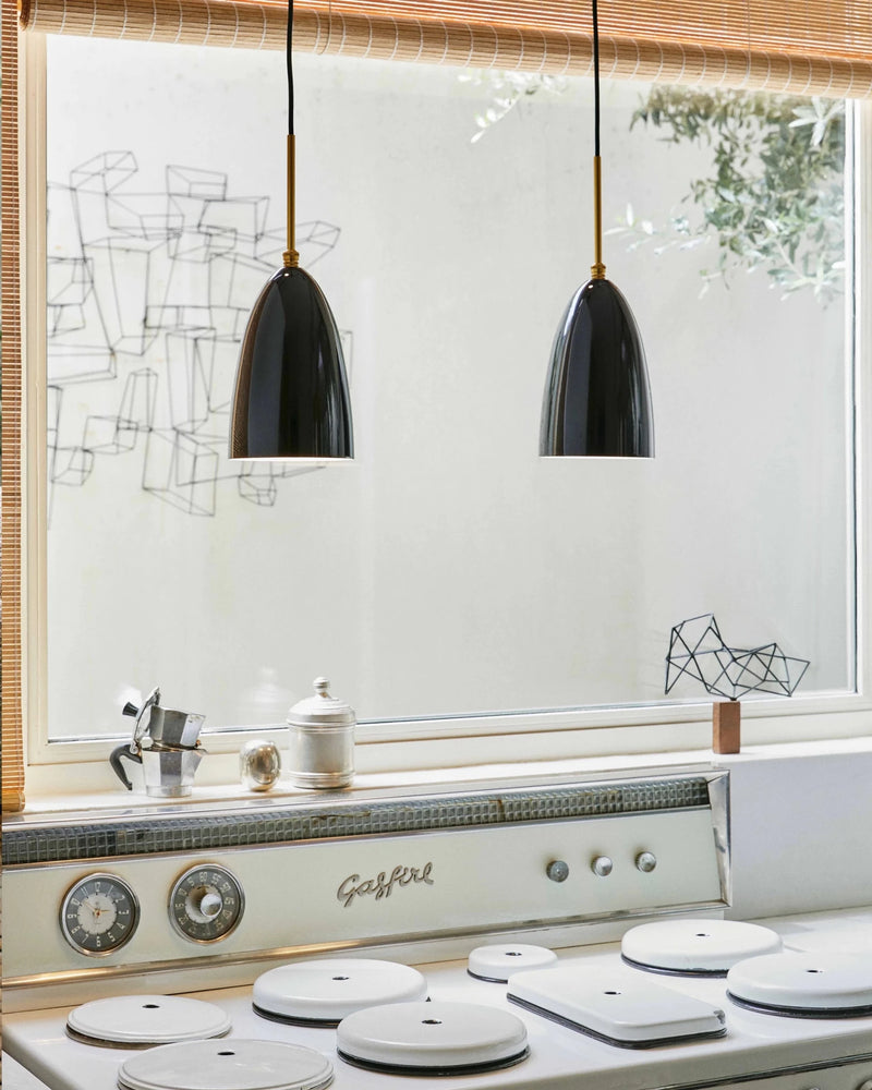 Gräshoppa Pendant - Gubi Pendant Lighting - Brass - Alabaster White Glossy - HORNE