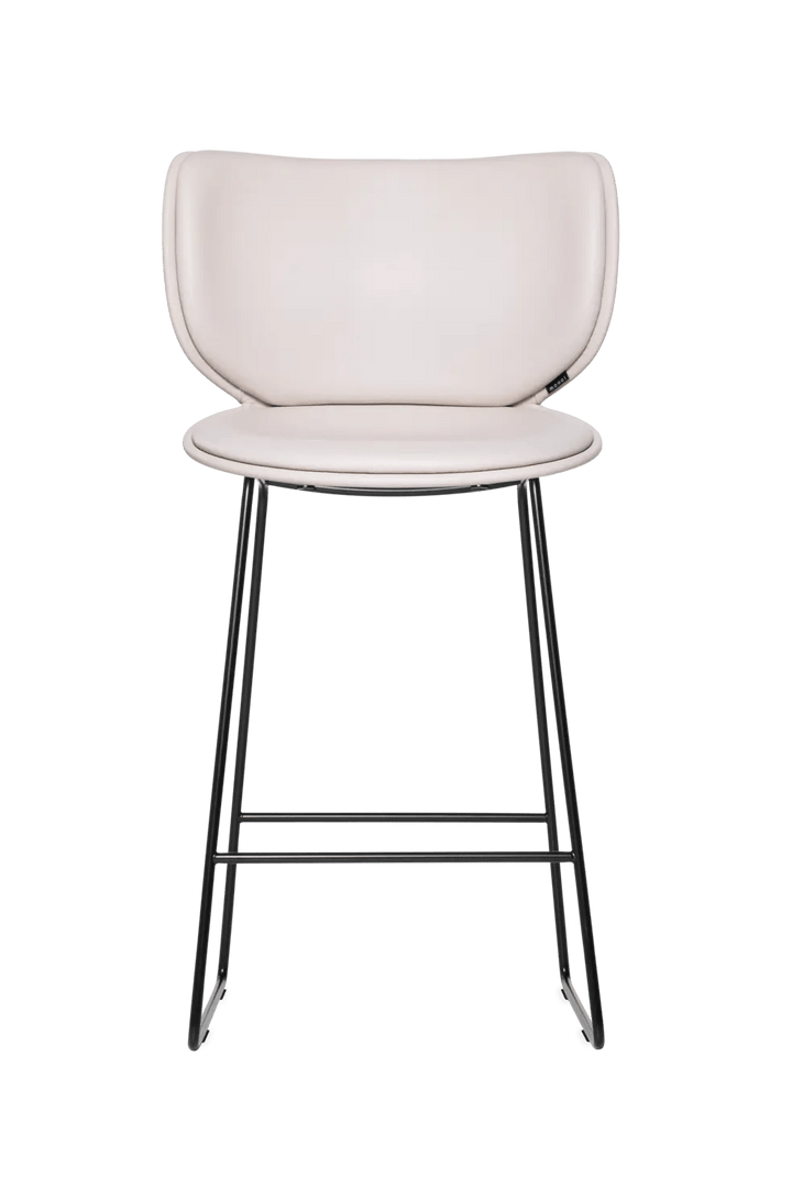 Hana Bar Stool Upholstered - Moooi Stools + Benches + Ottomans - CAT I - Abbracci Taupe - Black - Low - HORNE