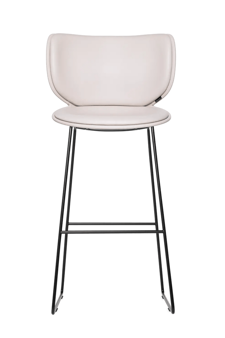 Hana Bar Stool Upholstered - Moooi Stools + Benches + Ottomans - CAT I - Abbracci Taupe - Black - High - HORNE