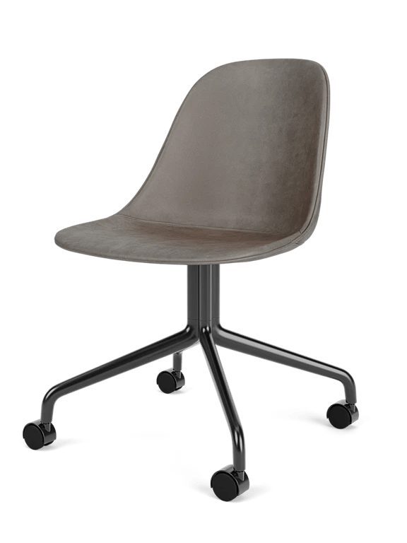Harbour Side Chair - Dining Height - Leather - Audo Copenhagen Chairs - Caster - Black - Dakar 0311 - HORNE