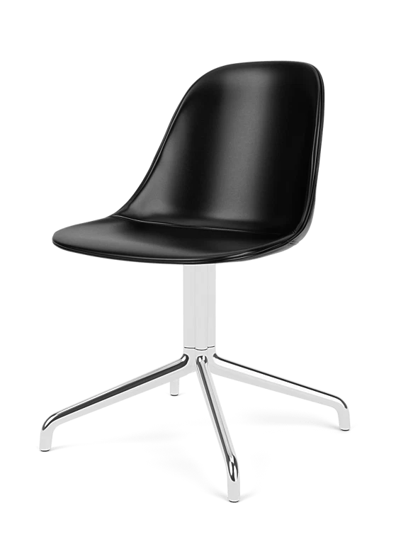 Harbour Side Chair - Dining Height - Leather - Audo Copenhagen Chairs - Swivel - Aluminium Polished - Dakar 0842 - HORNE